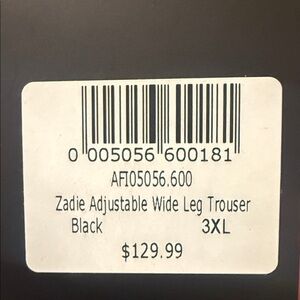 Maternity Zadie Adjustable Wide Leg Trouser - Black (3XL) US Size 14.